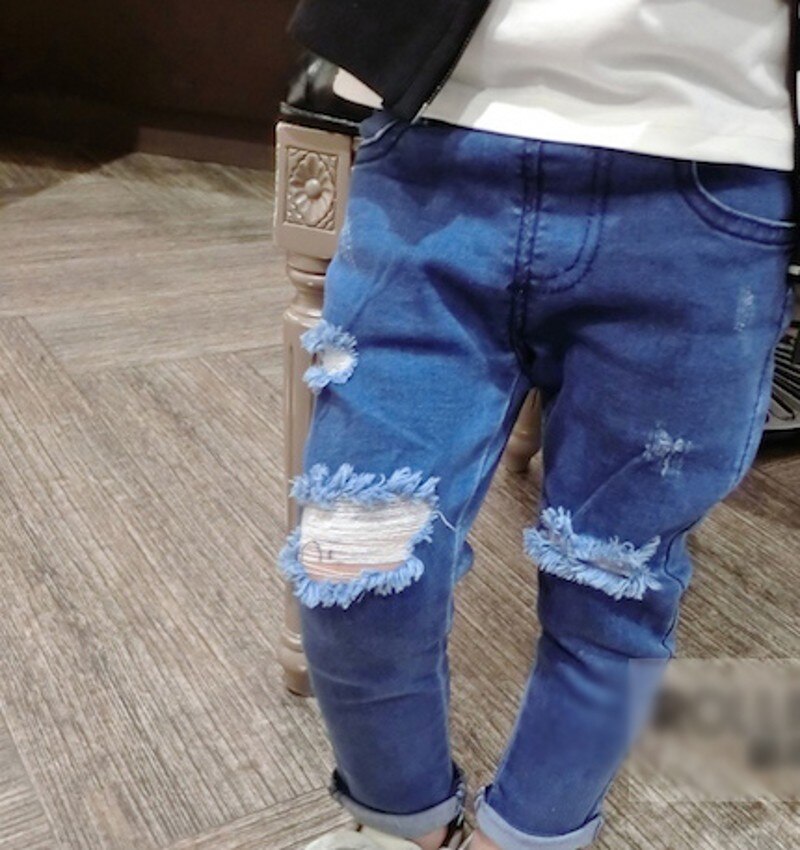 Ripped Boys and Girls Jeans Skinny Pants Spring Autumn Kids Denim Jeans 8JZ019