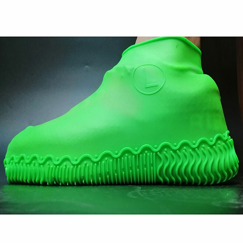 Waterdichte Schoen Cover Outdoor Regen Schoen Cover Dikke Slijtvaste Anti-Slip Schoen Cover Silicone Shoe Cover: green / L