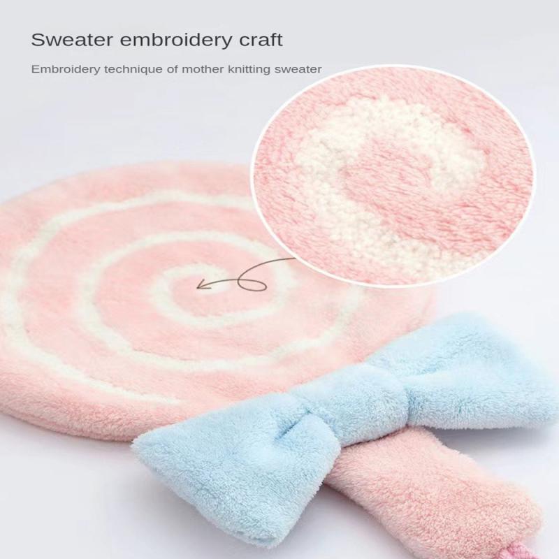 Cartoon Handdoek Zacht Absorberend Koraalfluweel Geborduurd Huidvriendelijke Microfiber Lolly Afveegdoek Voor Keukenbadkamer