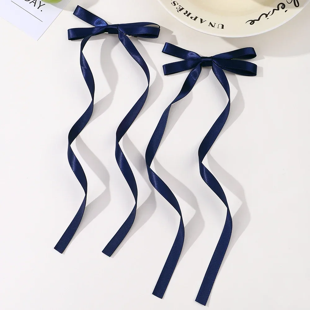 Horquilla con lazo para el pelo para mujer y niña, 2 piezas, cinta para el pelo, pinzas para la cabeza, lazo blanco y negro, accesorios para el cabello femenino: Gris