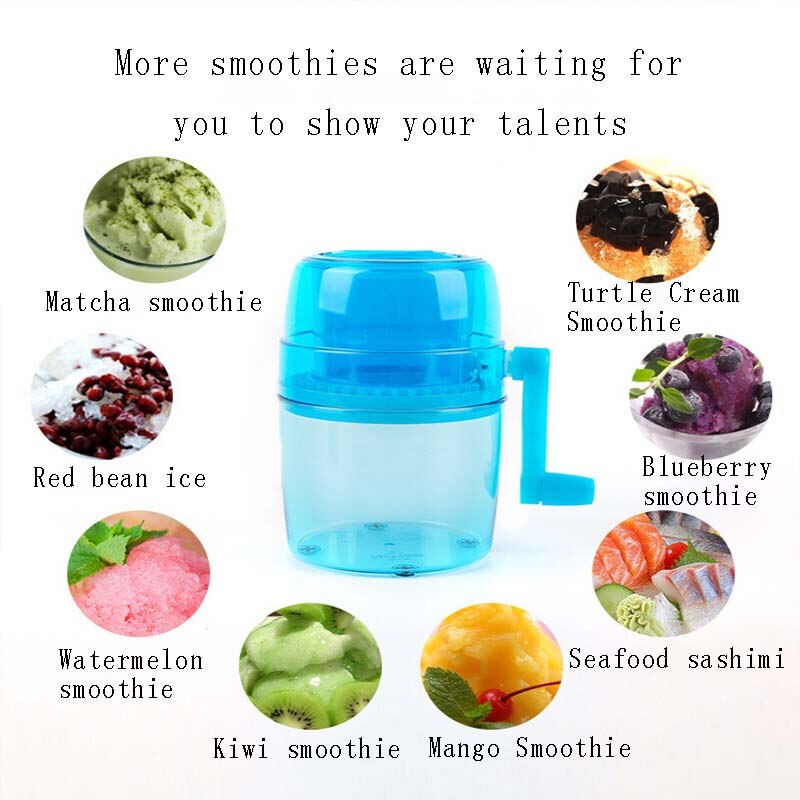 1L Portable Hand Crank Manual Ice Crusher Shaver Kids Shredding Snow Cone Maker Machine Kitchen