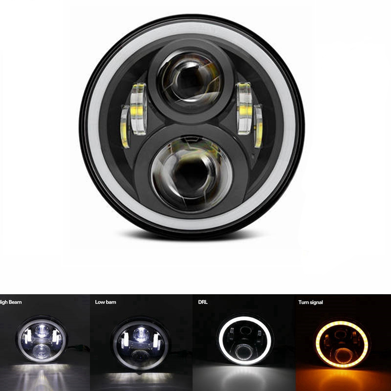 Faro LED de 7 pulgadas para motocicleta, alto y bajo de haz lámpara de luz, H4: Champán
