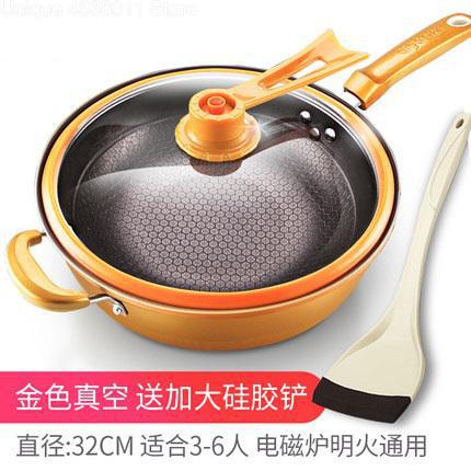 Sartén de hierro de 32cm con tapa vertical, recipiente para conservar el calor al vacío, cacerola para mantener la salud y el fuego: 2