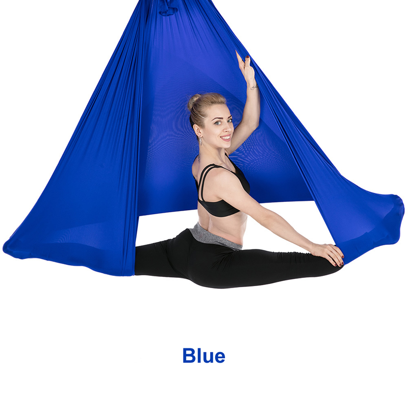 20 Color 5*2.8M Aerial Yoga Hammock Yoga Flying Swing Anti-gravity OR Yoga Belts Carabiner/Daisy Chain/Hanging Plate: Blue