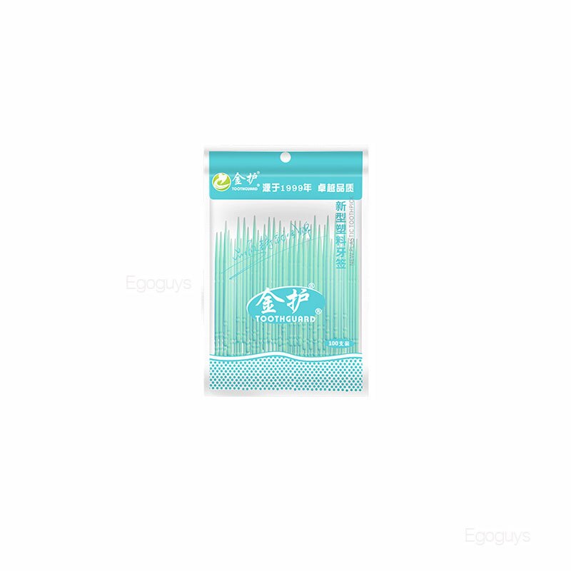 100 st tvåsidiga plasttandpetare rena tänder interdentalborste tandtråd munhygienvård tandpetare verktyg 6.3cm: 100 st grön