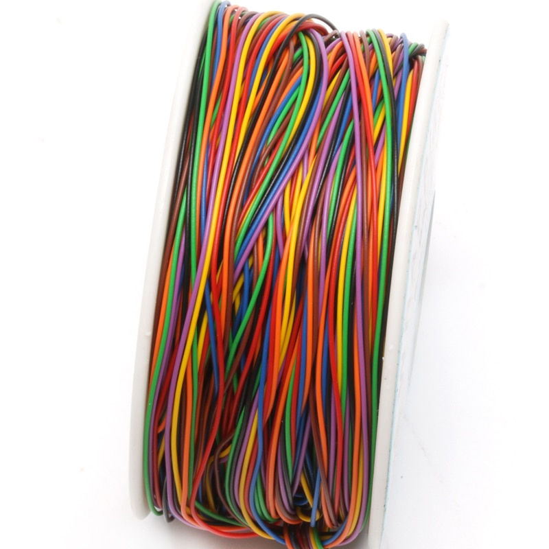 8 kleuren 30AWG Draad Wikkelen Draad Vertind Koper Effen PVC isolatie Een Roll D07