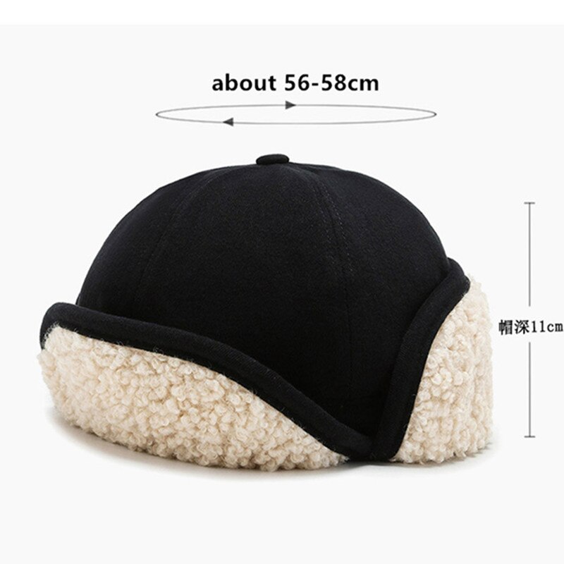 Novelty Winter Thermal Bomber Hats For Men Women ins Style Velvet Thicken Lamb Wool Biker Windproof Hat Earmuffs Cap Ski Cap