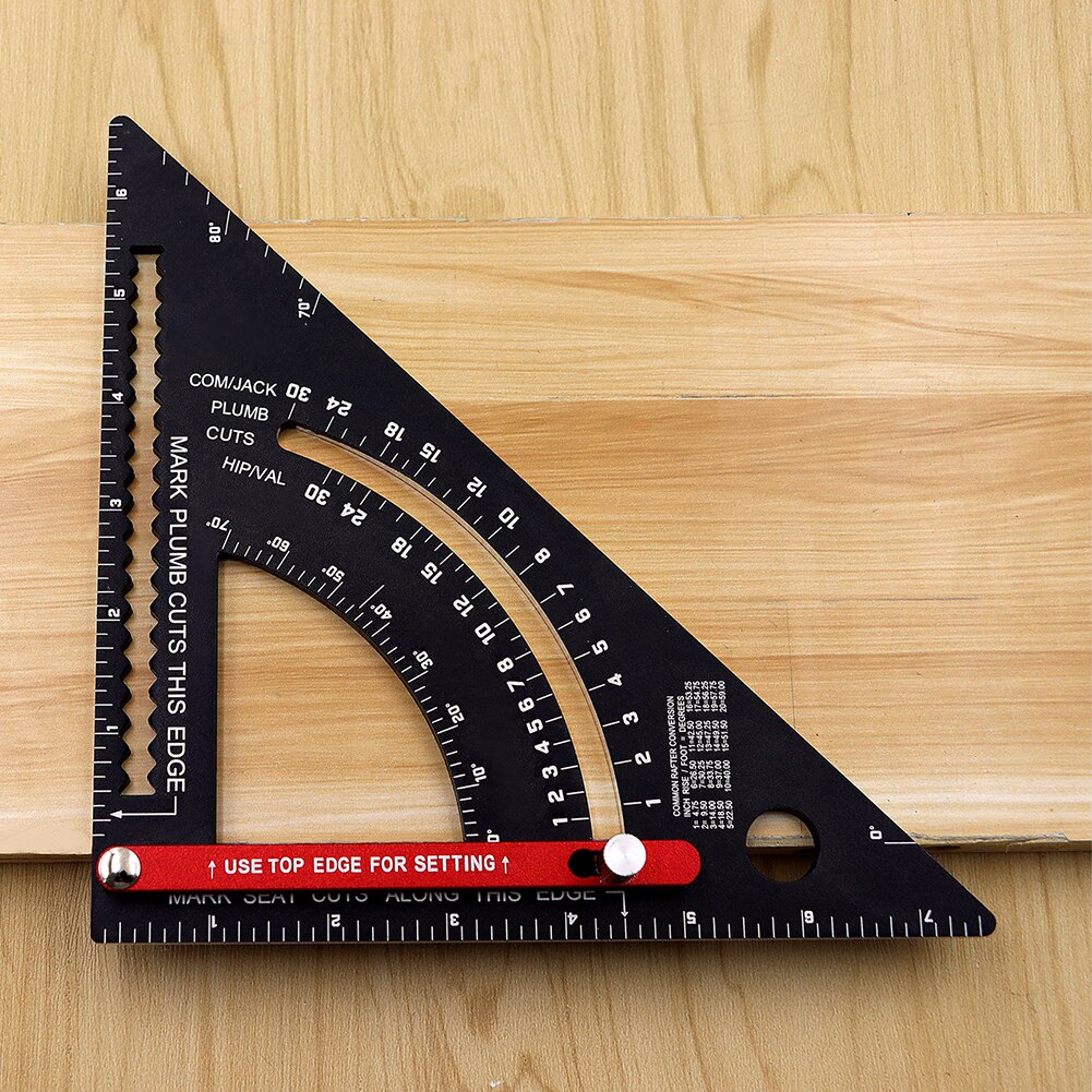Aluminum Alloy 2-in-1 Folding Triangle Squares Ruler Positioning Angle Marking Measuring Gauges Metric Angle Protractor