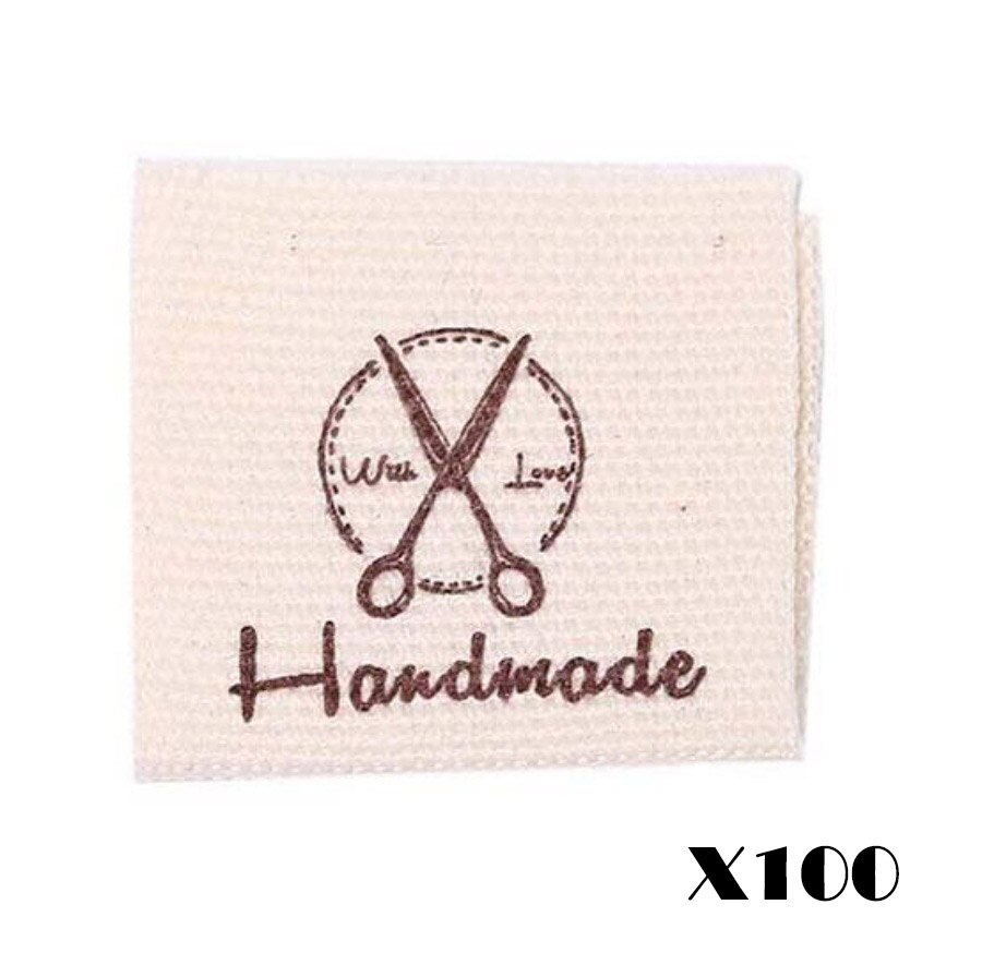 100Pcs Handmade Mit Liebe Kleidung Etiketten Geprägte Tags DIY Flagge Etiketten Für Garment Nähen Zubehör: scissor
