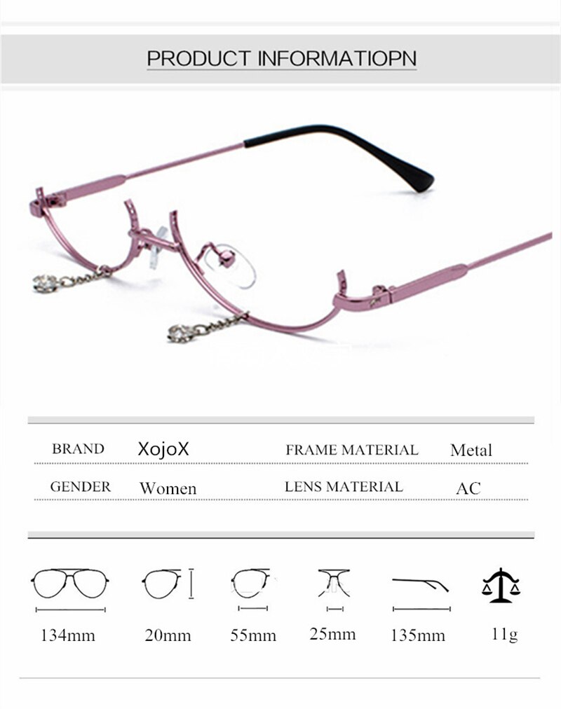 ¡Novedad de ! gafas sin lentes, montura Vintage a la para mujer, lujoso, decoración colgante, gafas de medio Marco, gafas para niñas
