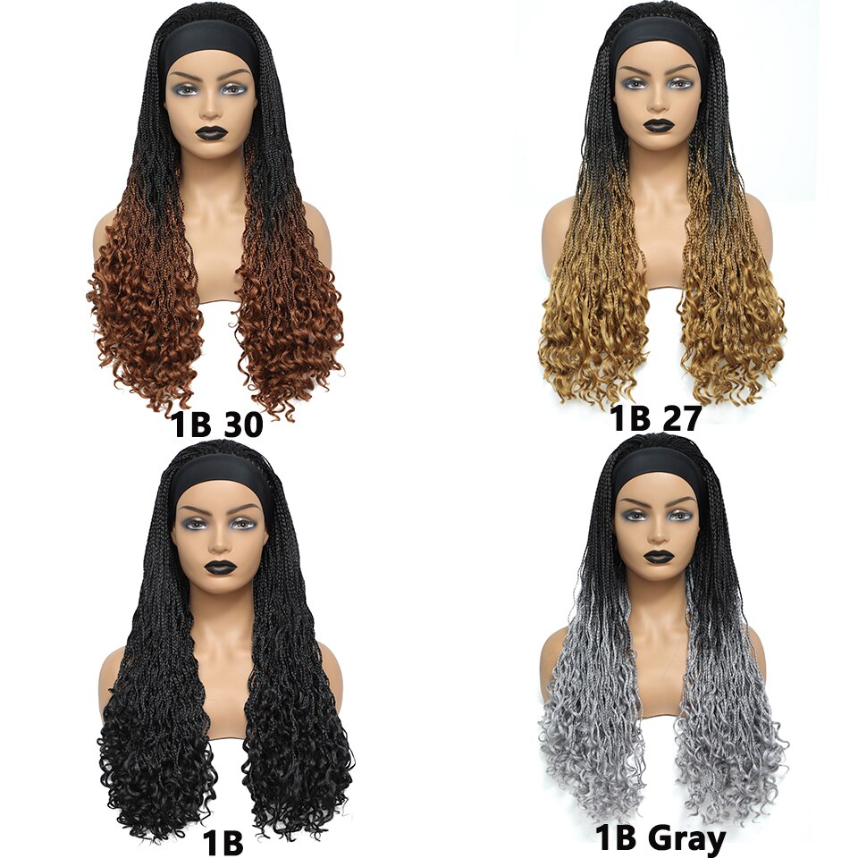 26 zoll Lange Kasten flechten Stirnband Perücke Perruque Bandeau Femme Ombre blond Mikro Zöpfe 1b 27 30 Grau Farbige Lockige stirnband Perücke