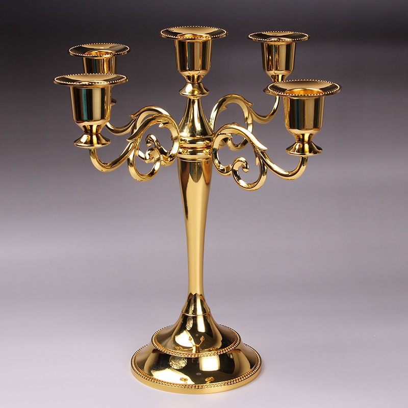 Metal Silver/Gold Plated Candle Holders 7-Arms Stand Zinc Alloy Pillar For Wedding Portavelas Candelabra
