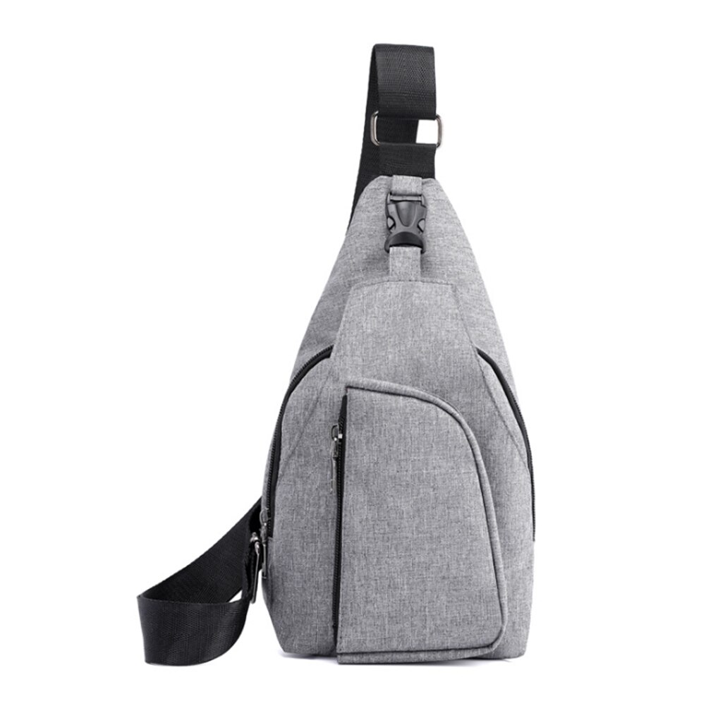 Mærke bryst taske enkelt skulder pakke nylon klud enkel bærbar lynlås spænde sport afslappede lommer til daglig slid: Grå