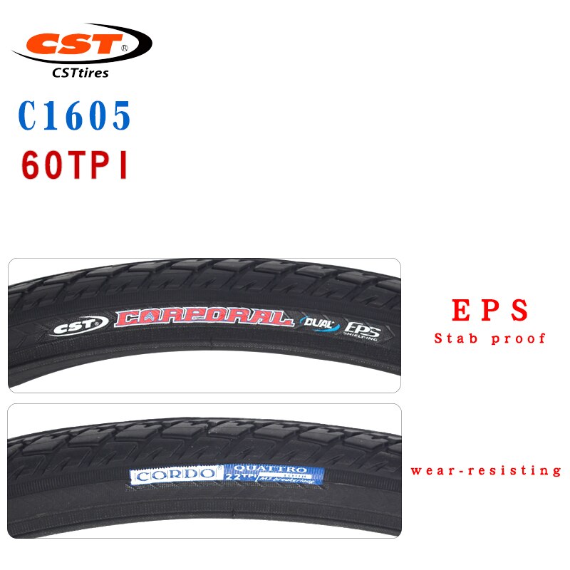 CST mountain bike tires C1605 Bicycle parts 26 inch 26*1.5 Road bicycle 700C 700*35C 38C wear resistant Stab proof bicycle tire