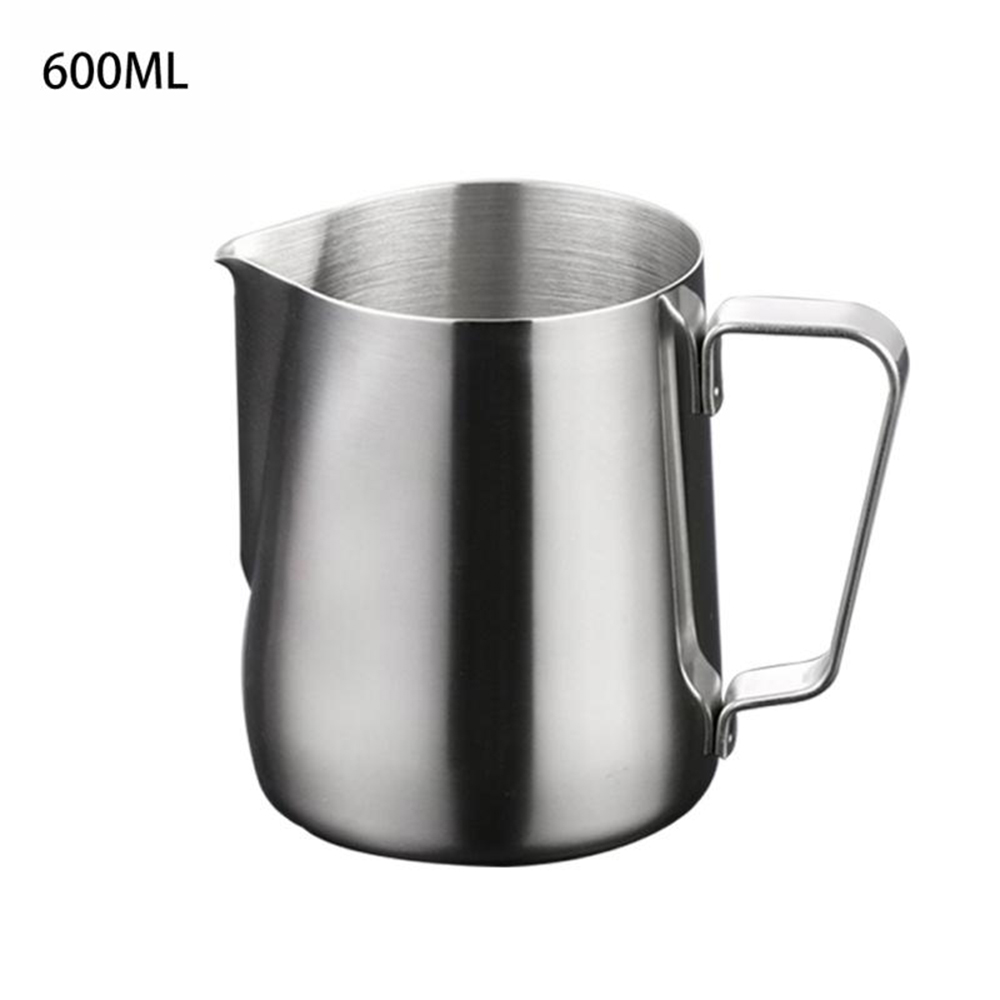 100/350/600ml de aço inoxidável jarro de espuma puxar copo flor café leite canecas espuma leite com escala latte arte cozinha ferramentas: 600ml