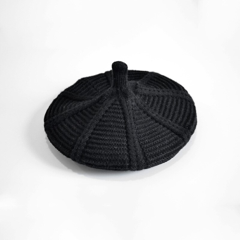 Bonnet rond tricoté pour femme, bonnet élastique décontracté, chaud, unisexe, pour l'automne et l'hiver: Noir