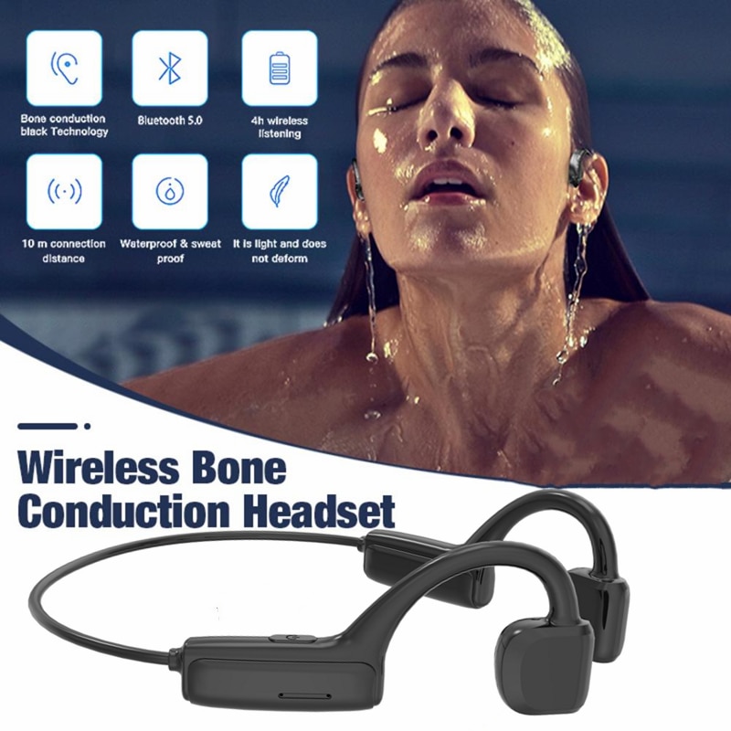 Bone Conduction Headphones - Bluetooth 5.1 Wireless Sport Earbuds - 10-15M Range - 5-6 Hrs Talk Time