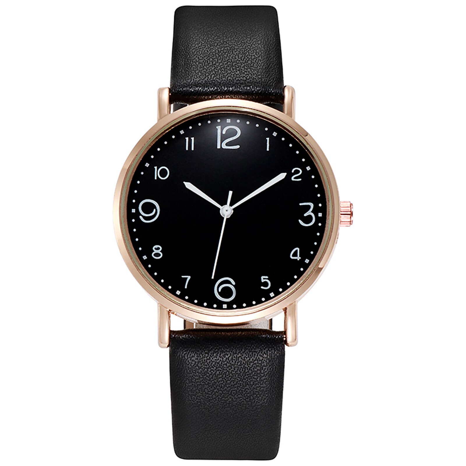 Reloj de cuarzo para mujer, correa de cuero PU, esfera negra, reloj de pulsera analógico, reloj de pulsera para mujer, relojes Reloj de cristal zegarek damski: B