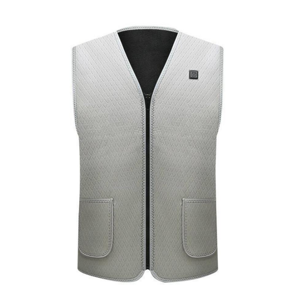 Mannen Vrouwen Outdoor USB Infrarood Verwarming Vest Jas Winter Flexibele Elektrische Thermische Kleding Vest Voor Sport Wandelen: white / L