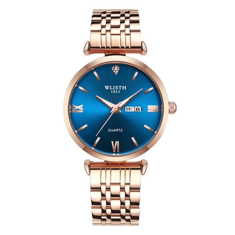 Paar Horloge Heren Horloges Topmerk Luxe Quartz Horloge Vrouwen Klok Dames Jurk Horloge Casual Liefhebbers Horloge: Women Rose blue