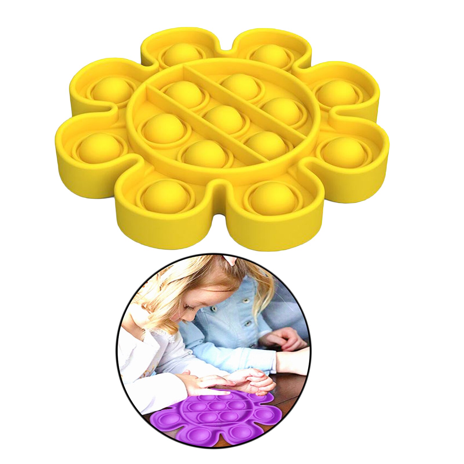 Reusable Push Bubble Sensory Toy Focus Educational Toys Soft Fun Play: Game Disk-Yellow