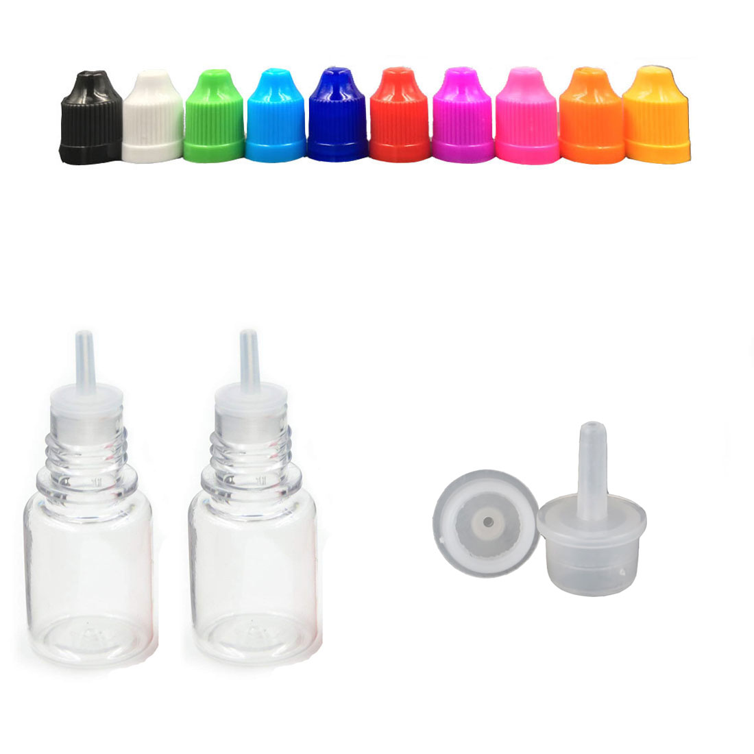 20PCS 3ML-50ML PET Clear Dropper Bottles Empty Plastic Juice Eye Liquid Refillable Transparent Containers with Caps Dropper Tip: 5ML x 20PCS