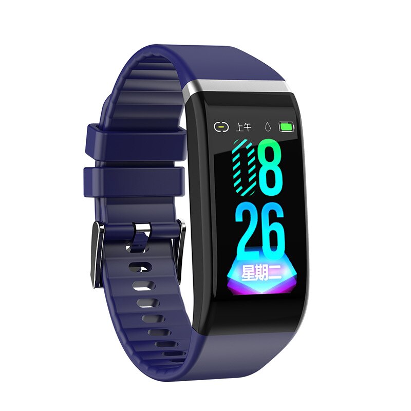 Fitness Bracelet Blood Pressure Pedometer Waterproof Smart Band Heart Rate Monitor Fitness Tracker Watch Men Women Sport Clock: C919 Blue