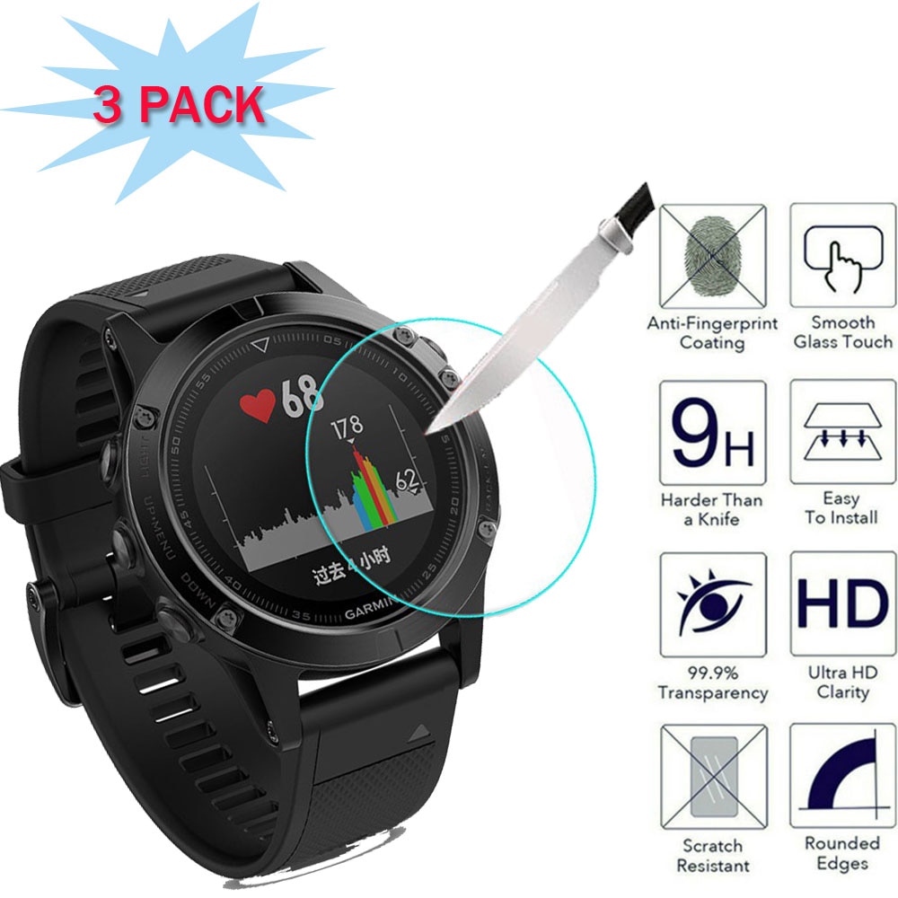 3Pcs Flexibele Gehard Glas Voor Garmin Fenix 5 5S Plus Screen Protector Voor Fenix 6S 6X6 Pro Beschermende Horloge Gezicht Film 9H
