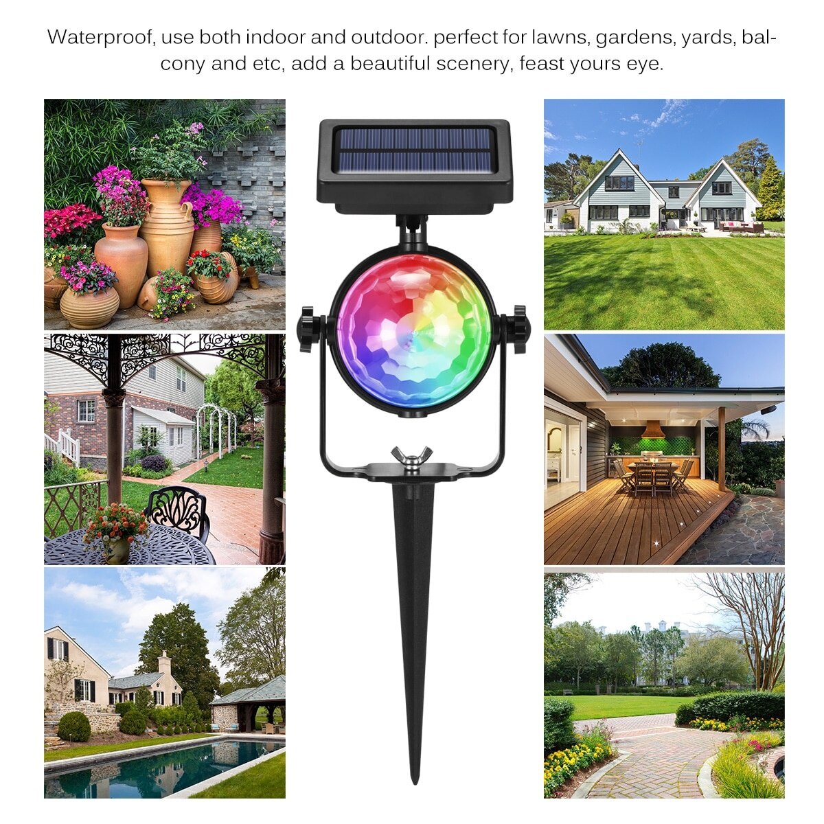 Solar Projector Power LED Projection Light Rotary Spotlight Moving Lawn Lamp For Outdoor Garden Yard Waterproof Lighting