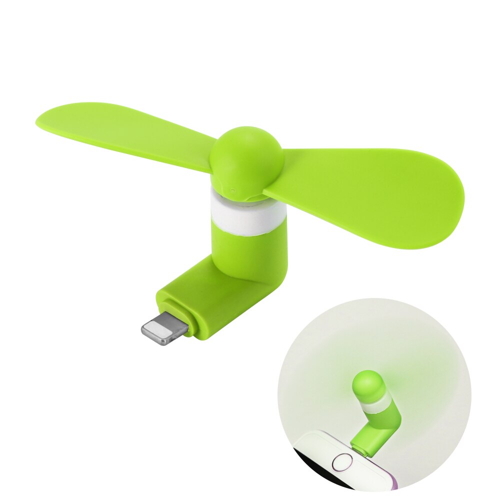 Bærbar telefon køler mini 2 in 1 telefon blæser til android til iphone blød køling smartphone sommerværktøj usb fan: Grøn