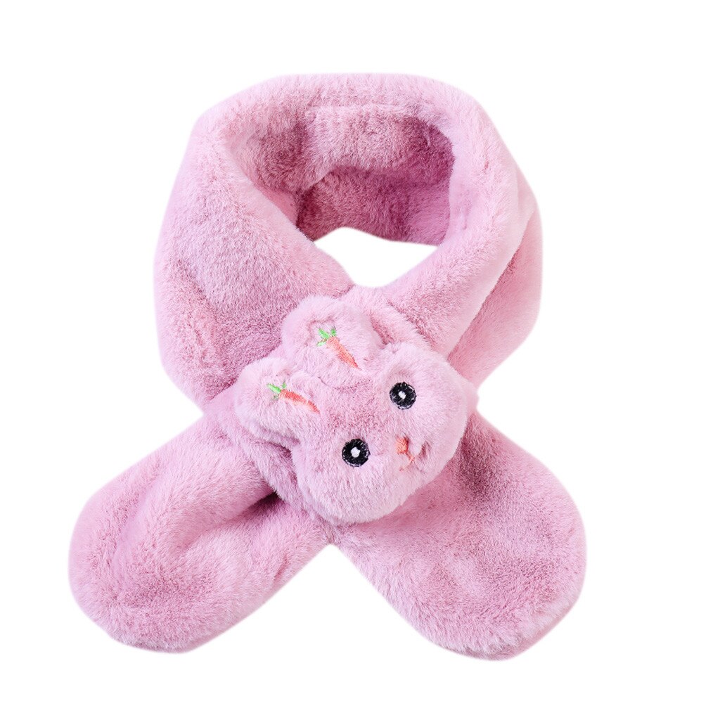 Efterår og vinter søde kaninstil 2-8 år drenge og piger børn holder varme sjaler tørklæder krave fortykning vinter tørklæde: Hot pink