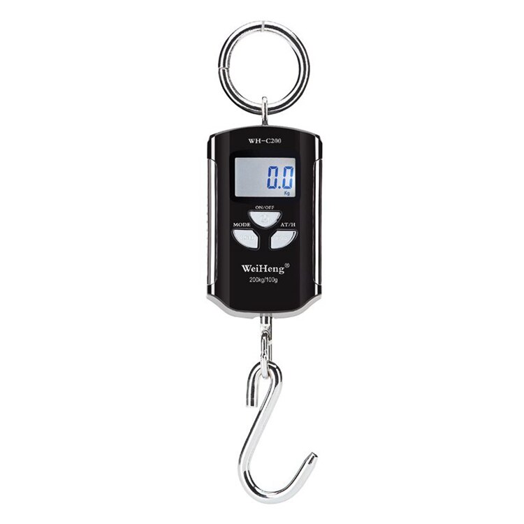 WeiHeng Crane Scale 150KG 500KG Digital Stainless Steel Hook Hanging Scales 200kg 300kg LCD Loop Fish Heavy Duty Weight Balance: 200kg Black