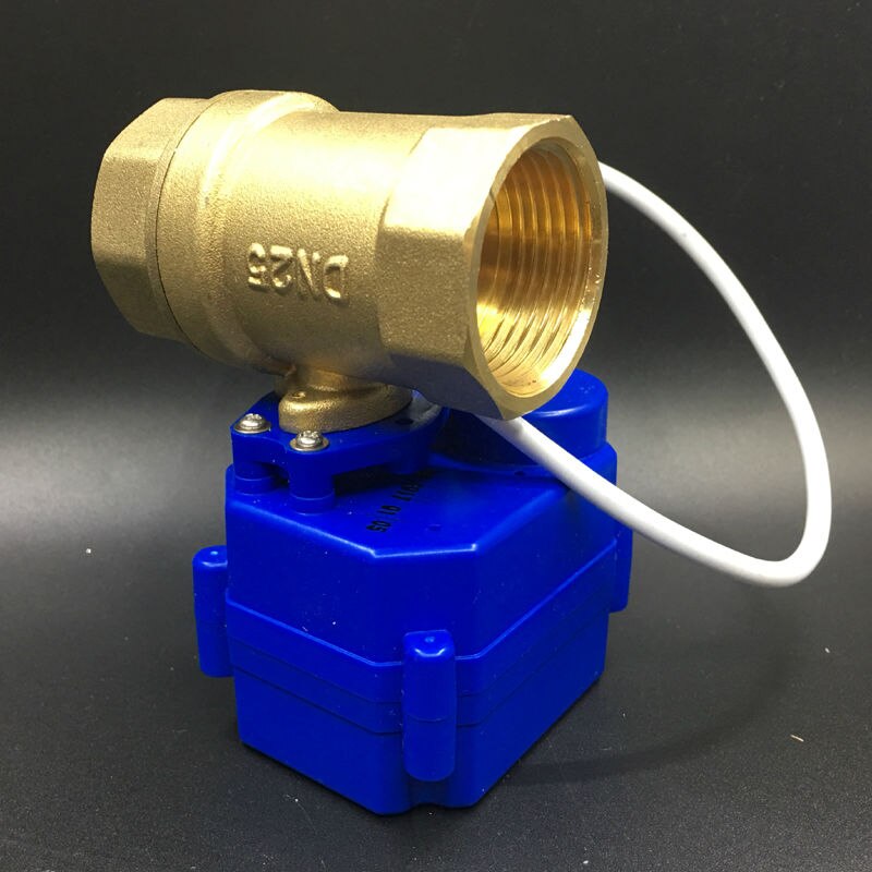Brass DN25 Electric Actuator Valve Two Port BSP 1&#39;&#39; Motorised Ball Valve DC12V 2/3/5 Wires For Fan Coil Heating Water System