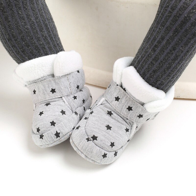 Neue Heiße Baby Mädchen Jungen Schuhe Stern Weiche Sohle Winter Bootie Schuhe Winter warm Stiefel Schuhe 0-18M erste Wanderer