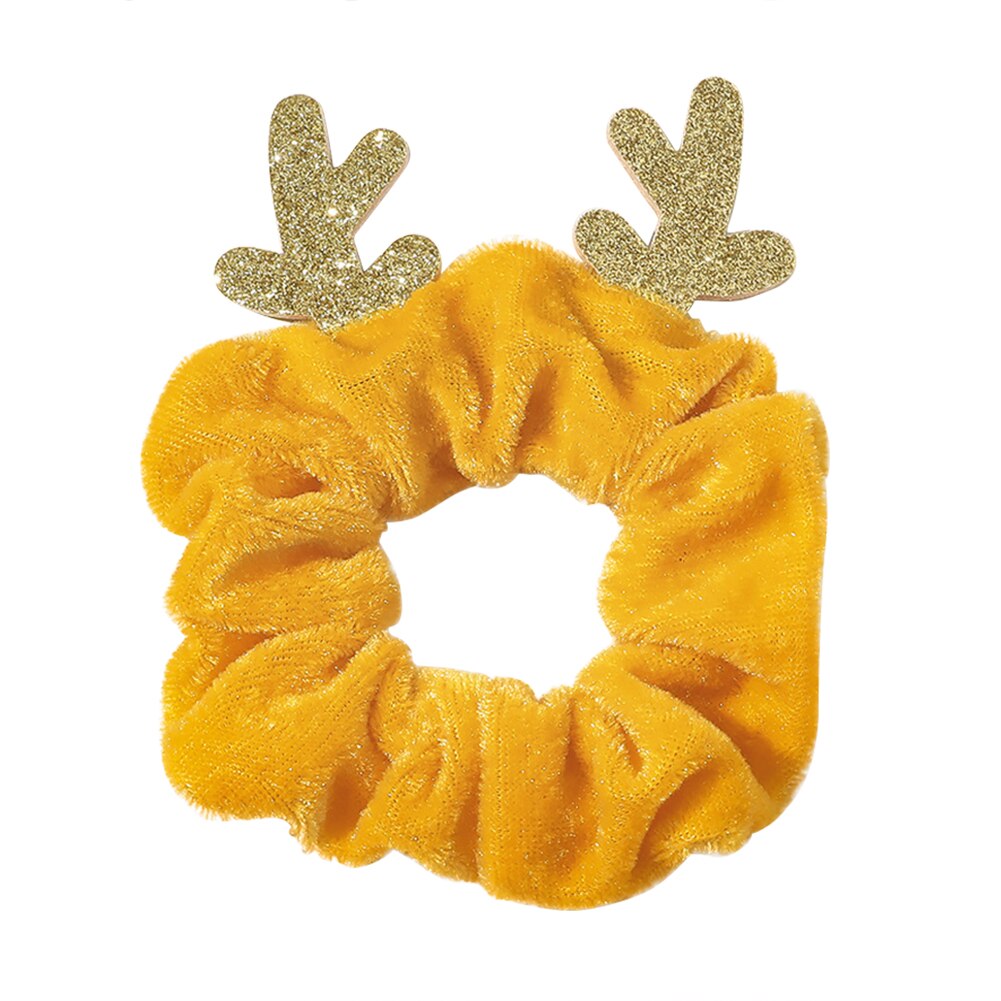 Vrouwen schattige elanden paardenstaart houder haar ring feest huis decoratie benodigdheden flanellen haar touw elastische scrunchies: Geel