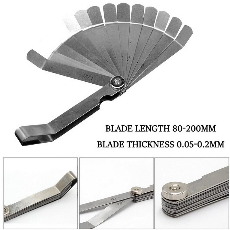 P20 Steel Feeler Gauge Measurement Tool with 16 Blades for Measuring Gap Width Thickness