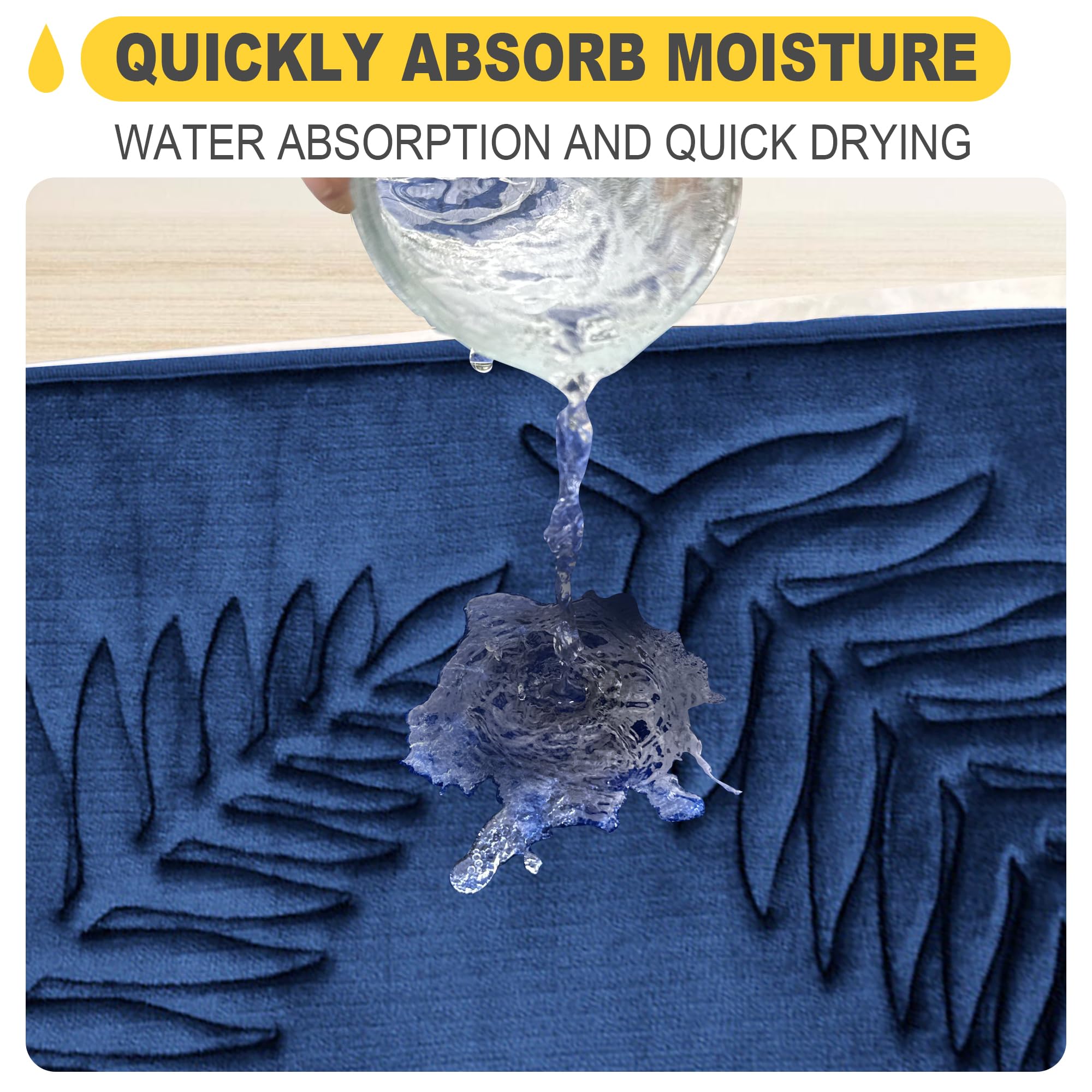 Memory Foam Bathroom Mat Carpet SuperSoft Absorbent BathroomMat Quick Dry Non-SlipWashableBathroom Floor Rug Toilet U-Shaped Mat
