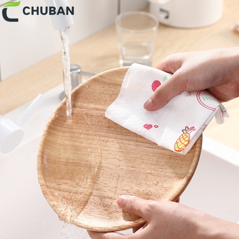 CHUBAN Convenient 50pcs/roll Clean Paper Kitchen Dishcloth Oil Absorbent Paper Towel Wet Dry Dual Purpose Dish Towe Lazy Rag A23