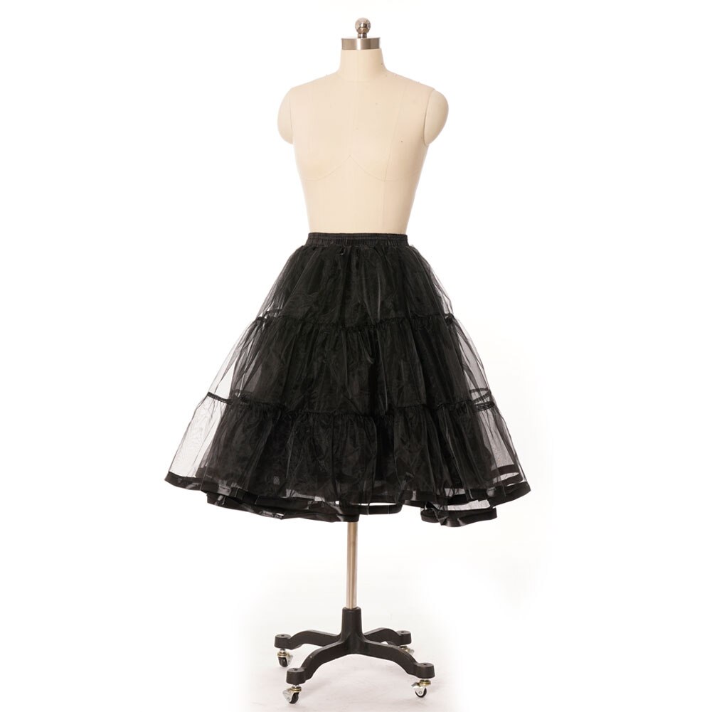 Jupon bouffant en Organza pour femmes, grande taille, rétro, Vintage, robe, sous-vêtements, cerceaux, danse Crinoline, blanc, été: Black