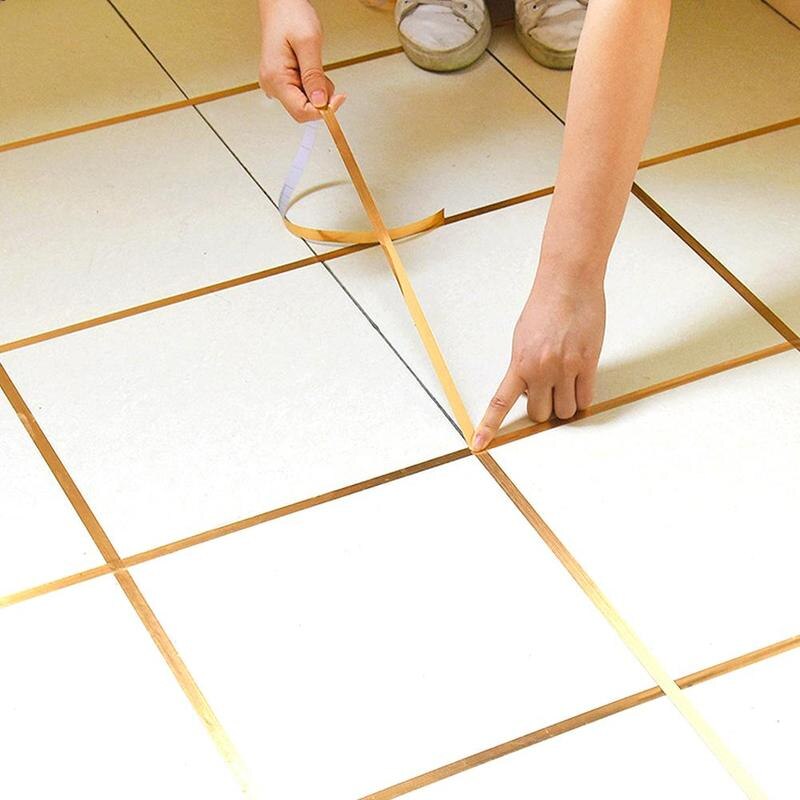 0.5cm/1cm gouden zilveren naadlijn tegel zelfklevende sticker vloer waterdicht waterdicht decor huis badkamer  t1 s 5