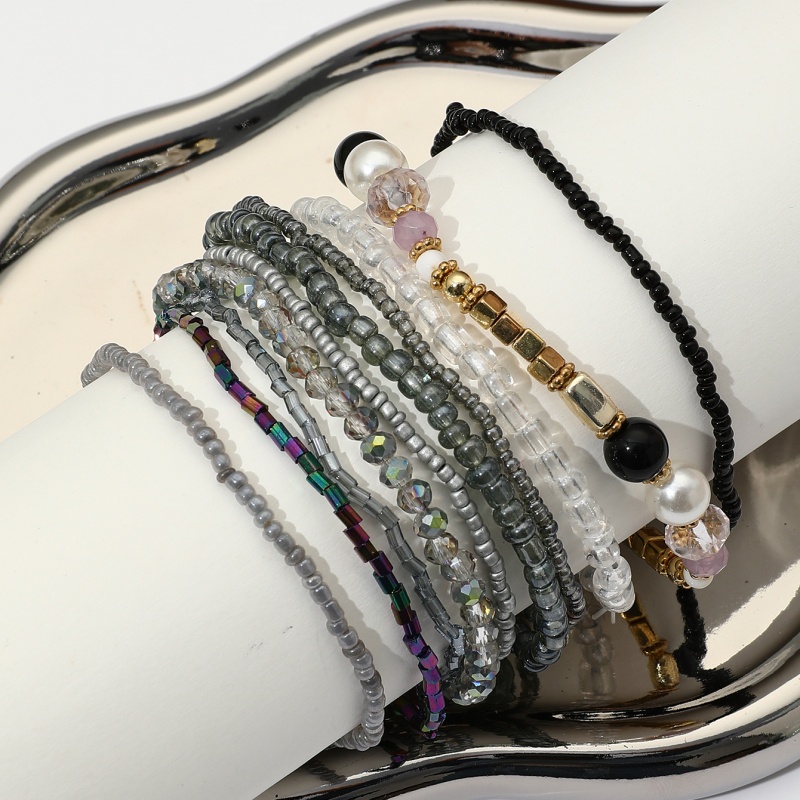 Pulseiras artesanais boêmias para mulheres, conjunto de pulseiras coloridas, joias, moda verão