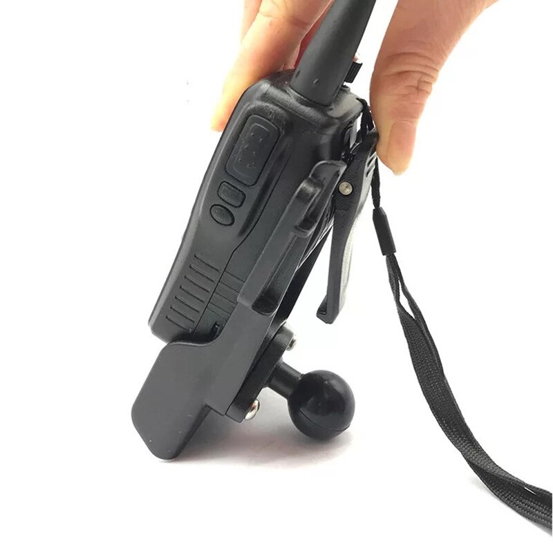 Soporte de Radio con Clip para cinturón con placa de diamante Compatible con bola de goma de 1 pulgadas para interfono de motocicleta o coche para montaje de memoria ram