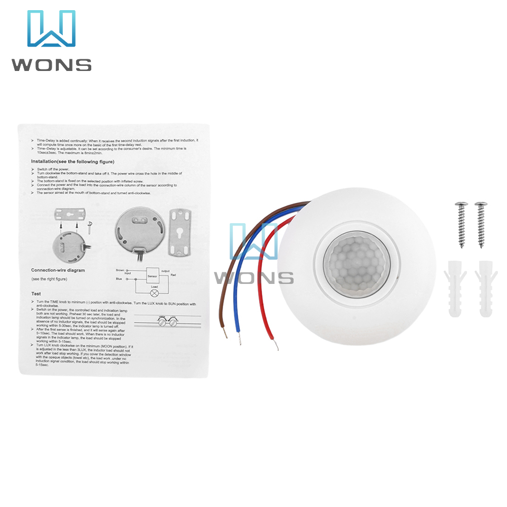 12V Infrared PIR Motion Sensor 360 Motion Human Body Sensor 85V-265V Occupancy Sensor Switch Ceiling Motion Sensor Light Switch: Default Title