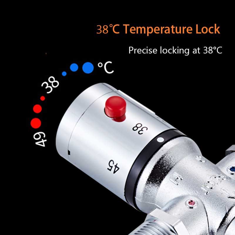 Chrome Thermostatic Brass Mixer Valve Brass Cartridge Mixer Valve Cold Water Temperature Control Mixer Bathroom Accessories