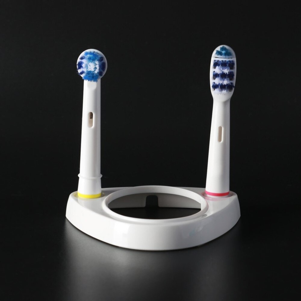Elektrisk tandbørsteholderbeslag badeværelse tandbørsteholder baseholder holder 2 tandbørstehoveder bund med opladerhul
