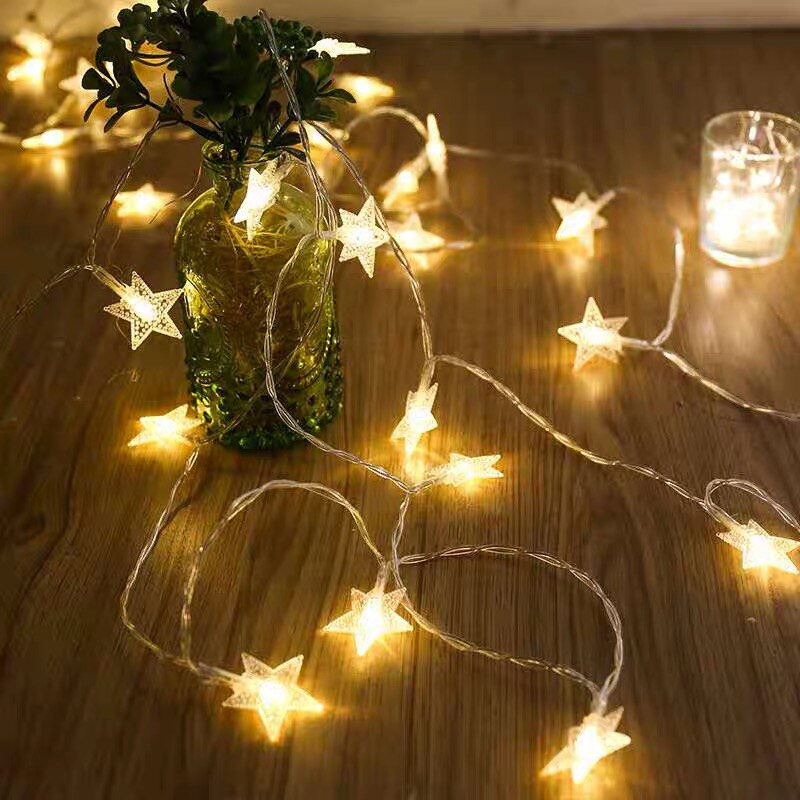 MIFLAME Led String Lights Battery USB Lights String Star Christmas Garland Light Room Curtain Light Year Decoration: WarmWhite / 1.5m-10Led / Battery