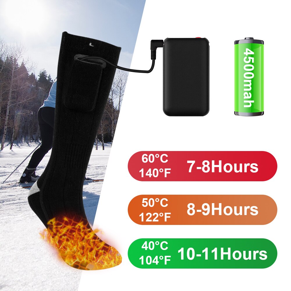 Chaussettes chauffantes thermiques pour hommes et femmes, 1 paire, trois Modes, pour l'hiver, épaisses, Super douces, garde les pieds au