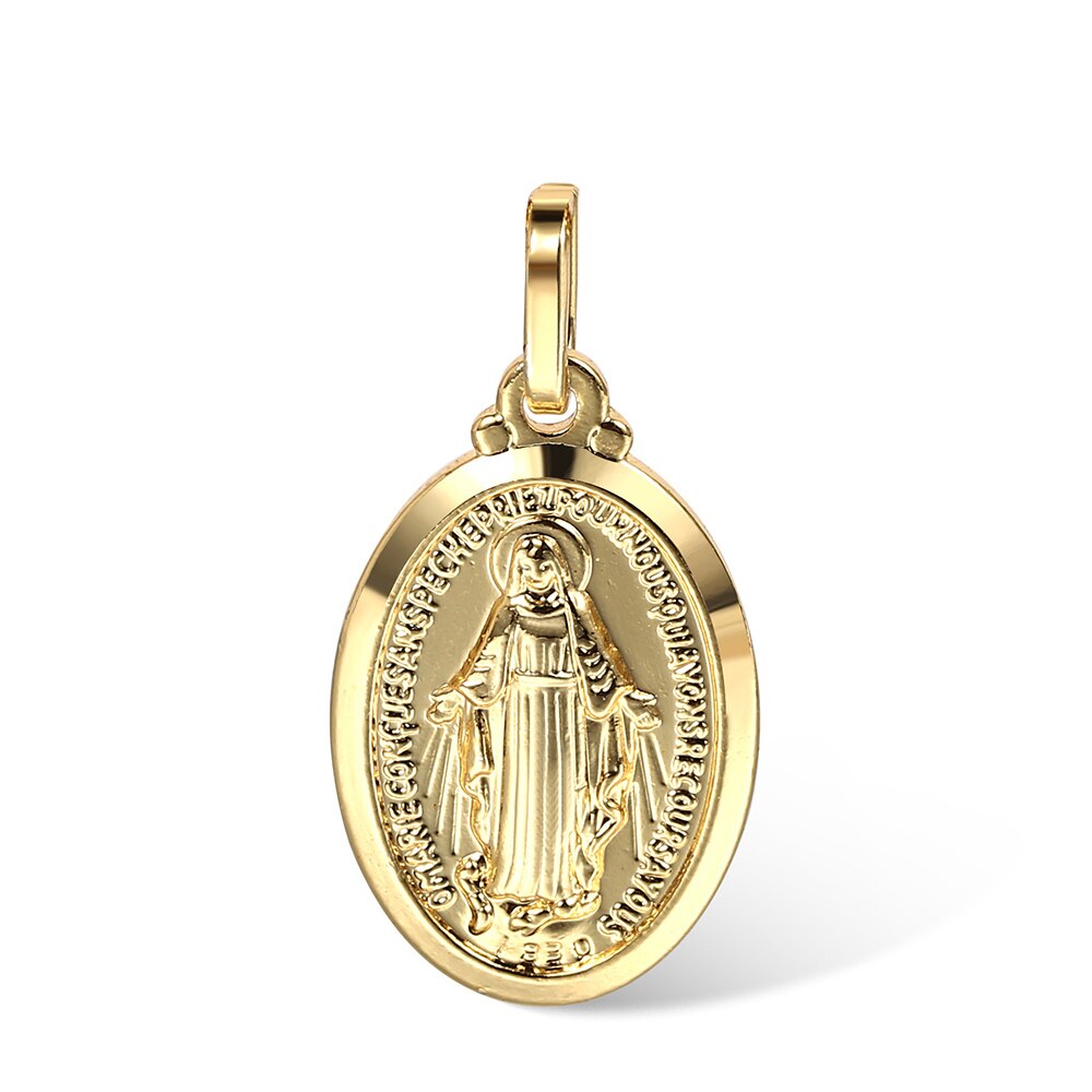 Gold Color Pendant Necklace for Women Men Jesus Cross Queen Elizabeth Portrait Charm Jewelry Accessories GPM01