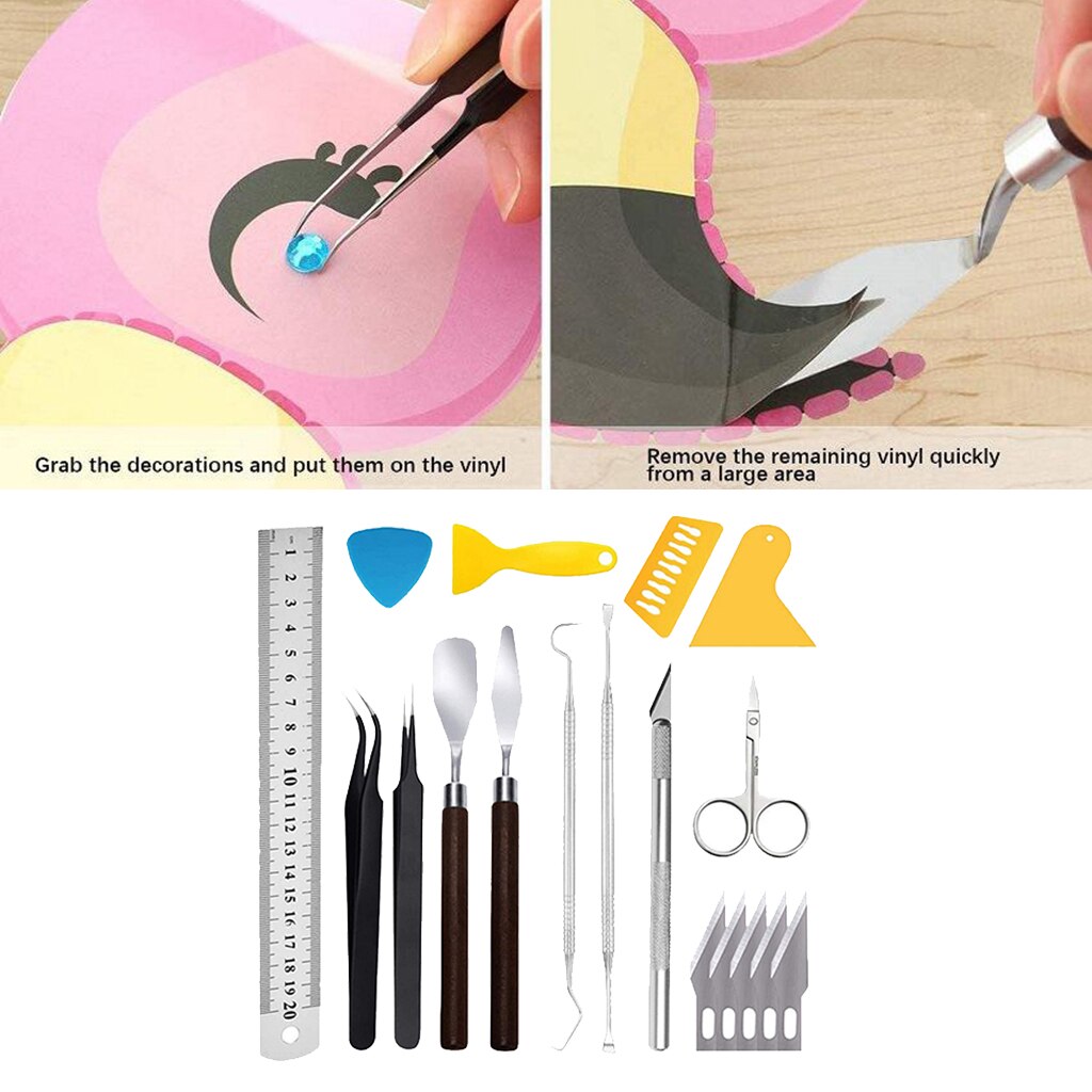 18pcs Craft Tools Set, Precision Vinyl Weeding Tools for Silhouettes/Cameos/Lettering/Cutting/Splicing