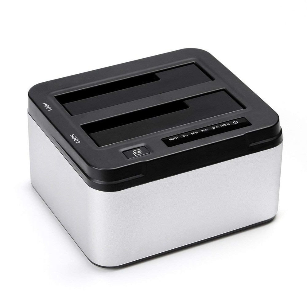 HSEN Dual Bay USB 3.0 SATA Zewnętrzna Stacja Dokująca Dysku Twardego - Funkcja Klonowania Offline - Aluminium
